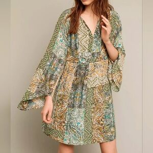 ANTHROPOLOGIE + FLOREAT Amelie Silk Kimono Dress, size 2